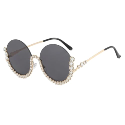 Lunettes de soleil rondes métal UV400 vintage demi-monture punk pour femme homme