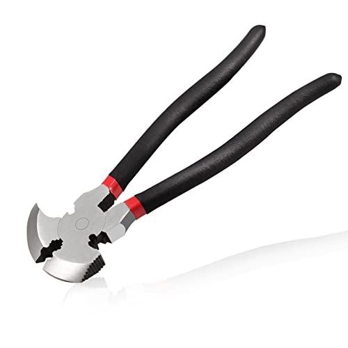 LEONTOOL Zaunzange Mehrzweckzaun Zange mit 2 Drahtschneider Nagelzieher Zaunzange Werkzeug Hammer Ende für die Installation Wartung Reparatur Drahtzäune