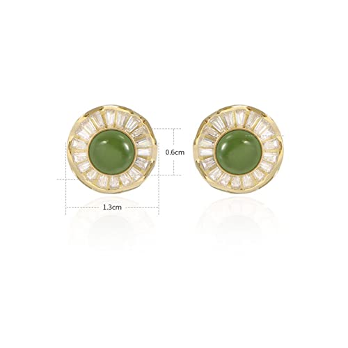 Pendientes Colgantes Damas Elegantes Pendientes Retro Plata esterlina con Incrustaciones Jaspe cúbico Zirconia Pendientes Damas Banquete Temperamento joyería Pendientes Mujeres