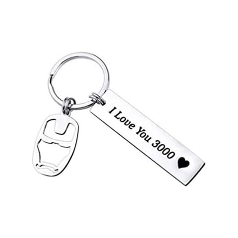 Jilukibo I Love You 3000 Keychain for Papa Farther‘ Day Gift, Iron Man Key Rings Gift for Men Boyfriend, Valentine's Day Birthday Wedding Anniversary Key Ring Cover