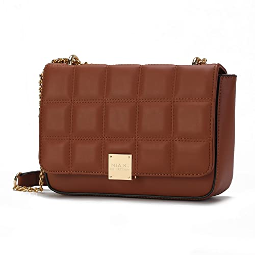 MKF Collection Bolsa de ombro feminina, bolsa tiracolo de designer de couro vegano da Mia K, Nyra Brown, Large