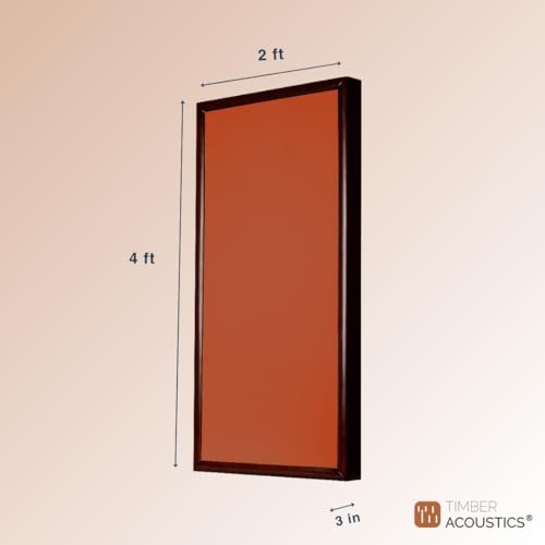 Image of Timber Acoustics Soundproofing Wooden Frame Acoustic Panels, Rockwool Safe 'n' Silent Pro. (WALNUT) [SET OF 3] (Orange, 2'X4'X3 inch)