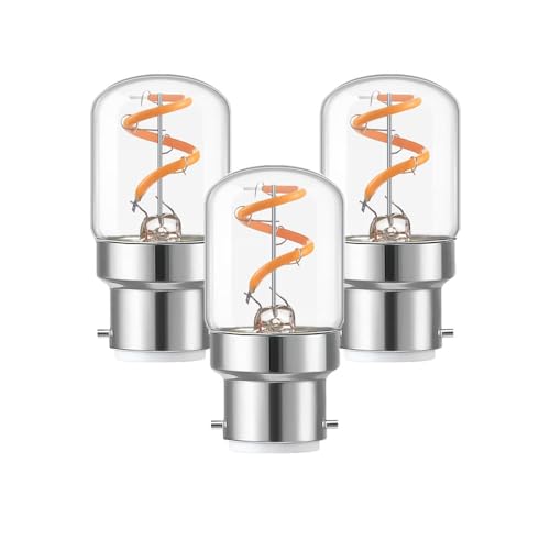 KINGYEENUO Mini B22 LED Bulb 1.5W, T28 Vintage Filament Bulbs, B22 Bayonet Light Bulb, Warm White 2700K, 15W Equivalent, Retro Light Bulb Dimmable, 3 Pack