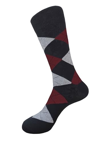 DIAMOND ARGYLE FORMAL DRESS SOCKS BURGUNDY 3 PAIRS NATURAL COTTON SIZE 10-133