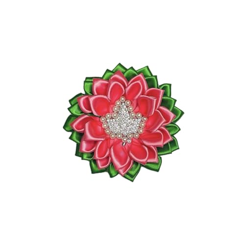 Image of Pink and Green 4.5 inch Sorority Paraphernalia Flower Brooch Pin with Ivy Center for Women, AKA Sorority Inspired for D9 Events, Conferences, Luncheons, J15
