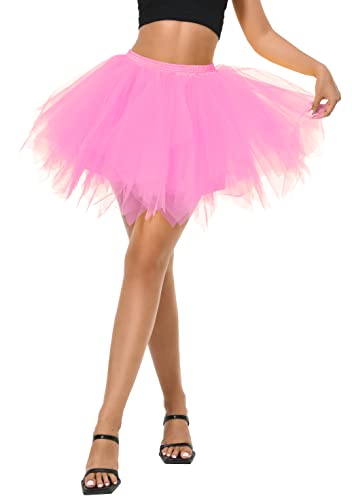 Afibi Women's 1950S Vintage Tutu Petticoat Ballet Bubble Skater Skirt (Medium, Pink) #TOP5