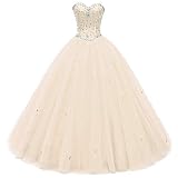 Likedpage Women's Sweetheart Ball Gown Tulle Quinceanera Dresses Prom Dress (US10, Champagne) … …