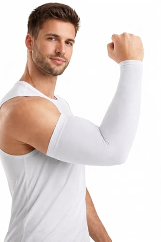 Image of ZaySoo Unisex Compression Arm Sleeves for Sports, UV Protection, Sweat Absorbent Stretchable Arm Covers for Cycling, Cricket, Running, Gym & Outdoor Activities (1 Pair)