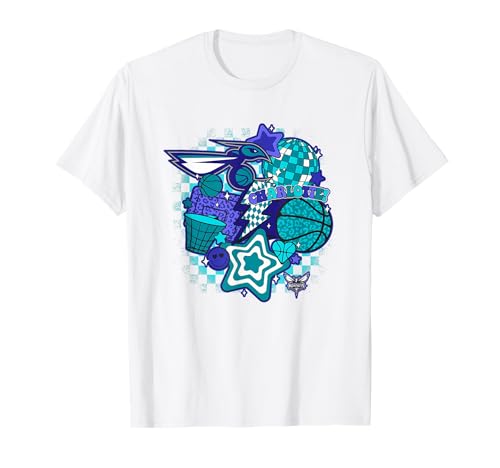 NBA Charlotte Hornets Psychedelic Basketball Collage T-Shirt