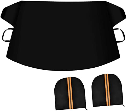 Avsog Windshield Cover for Ice and Snow, Car Windshield Snow Cover with Magnetic Edges, Windshield Frost Cover Ice Removal Wiper Protector with Side Mirror Covers, Fit Most Car