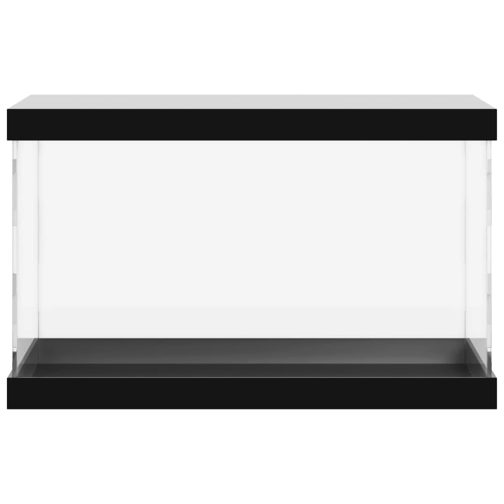 Przezroczyste akrylowe pudełko ekspozycyjne 31x17x19 cm, czarna witryna z górą i podstawą, pyłoszczelna do przedmiotów kolekcjonerskich, zabawek i upominków, montaż
