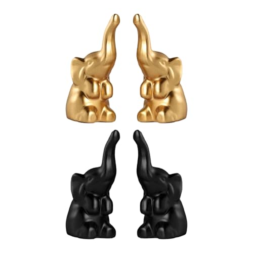 Image of XMNIVATE 2 Pairs Of Mini Resin Baby Elephant Ornaments, Animal Desktop Ornaments, Home Decorations, Birthday Gifts For Boys (Gold, Black).