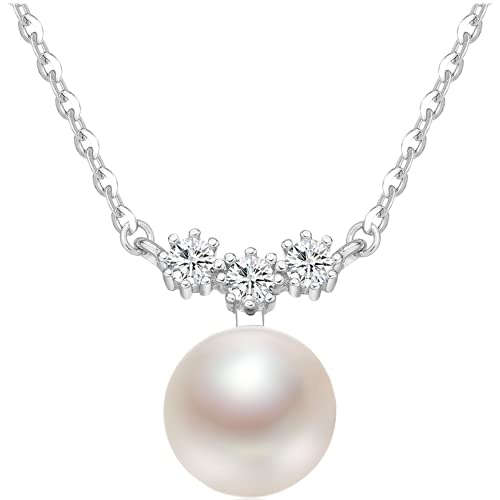 Collier perles blanches naturelles anti-allergie en argent 925 véritable