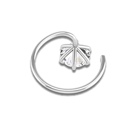 Image of SJ SHUBHAM JEWELLERS 92.5-925 Sterling Silver Round Shape White Cubic Zirconia Prong /Cup Setting Nose Pin Stud for Women Girls Size 2MM 3MM Size Pure Silver