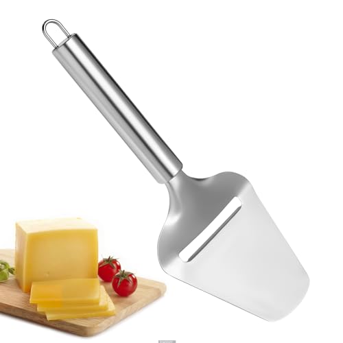JIYIN Stainless Steel Cheese Slicer, Multi-Functional Cheese Slicer for All Types of Cheeses, Silver Non-Stick Professional Cheeses Shaver for Kitchen Cooking