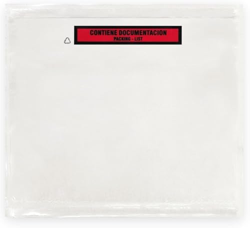 Raylu Paper® - Sobres Portadocumentos Adhesivos para Packing List de Envíos. Bolsas para Albaranes Transparentes con Autocierre Resistente. (100 unidades, A4)