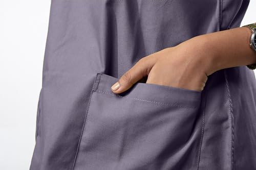 Image of Uniform Craft Women's 4 Pocket Scrub Suit Set | Medical Uniform | Cross V-Neck Poly Cotton | Short Sleeve Hospital Wear | Ideal for Doctors & Nurses (Grey, 3XL)
