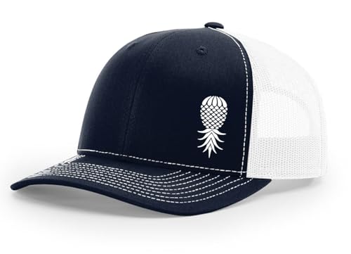 Image of Trenz Shirt Company Men's Upside Down Pineapple Embroidered Mesh Back Trucker Hat Baseball Cap