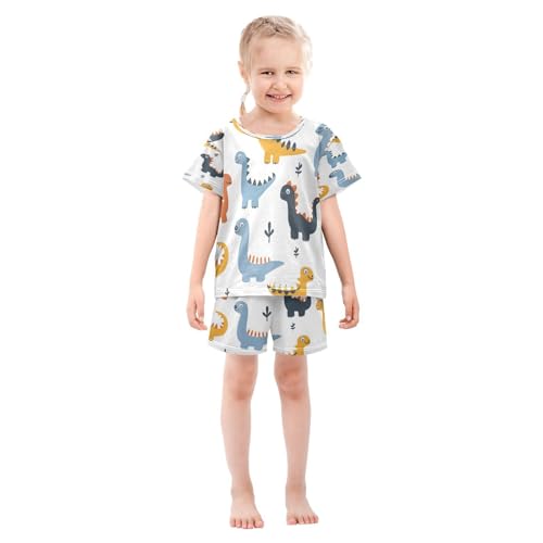 senya Short Sleeve Pajamas Sets Summer Cotton Sleepwear Blue Orange Dinosaur3