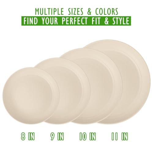 Image of 11In Wheat Straw Camp Plates Set, 6PCS Deep Dinner Plates, Beige