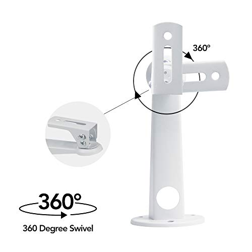 Mini Supporti Proiettori per Parete, Carico di 6.6 libbre- 16-20 cm Regolabile- Rotazione 360°- Acciaio al Carbonio, per CCTV/Camera/Proiettore/Webcam-Bianco