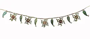 Evisha Golden Aluminium Metal Swastik,Ashok Leaves Leaf Toran Bandharwar Home Decor Festival Decoration Hanging