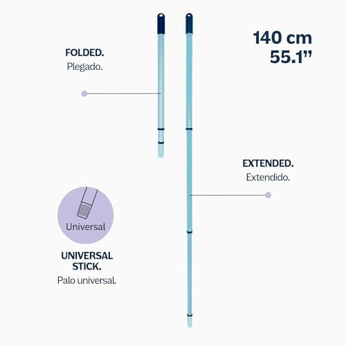 Blue Dolphin - Fregona con Palo Plegable y Cubo con Ruedas de 14L y Ruedas Giratorias Set de Limpieza Sostenible con Microfibra Reciclada Ideal para Hogar y Suelos