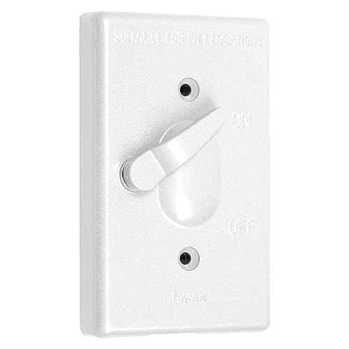 TayMac TC100WH Weatherproof Toggle Cover 1-Gang Vertical Device Mount White