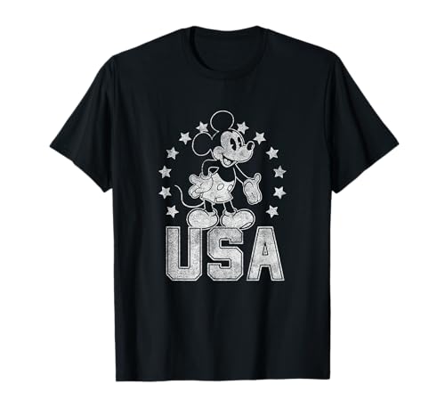 T-shirt Mickey Disney USA anti-déformation col rond résistant