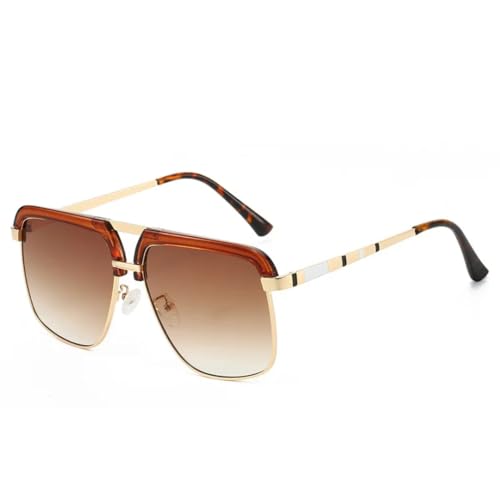 Lunettes de soleil ovales rétro avec double pont en écaille pour femme et homme