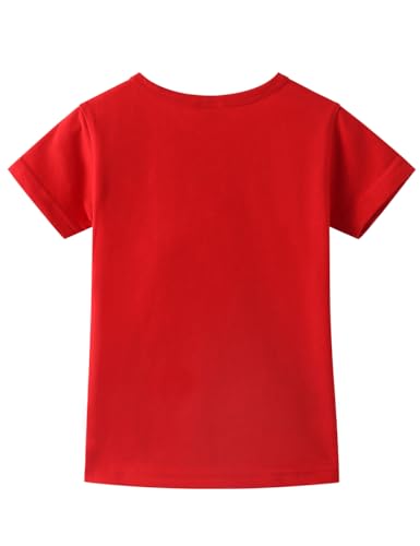 Image of Noomelfish Girls Short Sleeve Heart Pocket T-Shirts Casual Cotton Tee Tops Blouse (5-12 Years)