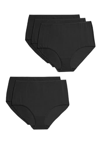 Marks & Spencer 5Er-Pack Taillenslips Mit Hohem Baumwoll- Und Modalanteil Damen Schwarz UK 22 (EU 50)