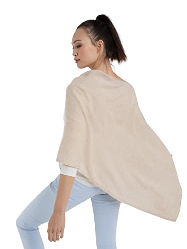 100% Cashmere Luxe Dress Topper Poncho - Lightweight, Soft, Cozy & Versatile - One Size Fit with 60 Plus Colors- Great Gift Item- Dune/23163