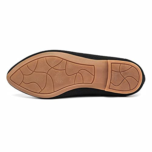 Konhill Women's Classic Ballet Flats - Pointy Toe Soft Knit Slip On Dress Shoes 8.5 Us Black #TOP5