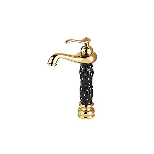 Mitigeur de bassin de luxe en cristal noir et or pour une salle de bain moderne et élégante