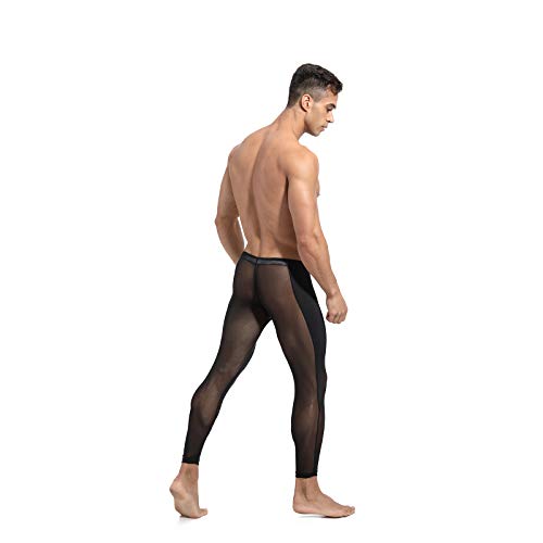 easyforever Mens Mesh See-Through Sexy Tights Compression Thermal Sport Gym Training Running Pants Yoga Leggings3