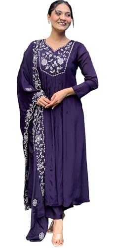 Image of Fashion Basket Silk Embroidered Kurta Set with Duptta for Women