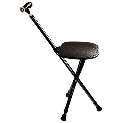 NREXH Bastón con Asiento Plegable,Bastón de Tres Patas con Asiento/Altura Ajustable/Interruptor LED Bastón de Asiento de Movilidad Ligero Cover