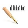 UNCO- Adjustable Leather Hole Punching Tool, 6 Sizes (1.5-4mm), Japanese Style Automatic Puncher with Wooden Handle, Hollow Hole Punch for Leather Belt, Bag, Wristband, Watch Strap, Shoe, Craft & DIY