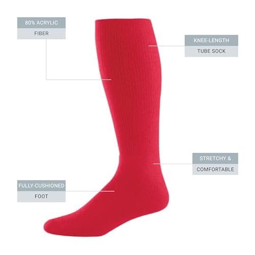 High Five Versatile Performance Knee-High Athletic Socks for Soccer, Football, and Softball, Scarlet, Small3