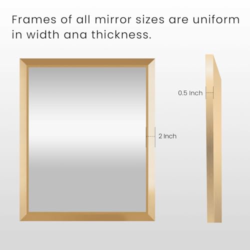 Amorho 24x36 Inch Bathroom Mirror, Gold Thick Metal Framed Wall Mirrors for Over Sink, Wall-Mounted Mirrors Perfect for Bedroom, Living Room, Entryway, Rectangle (Horizontal/Vertical). by Amorho - Used condition - Image 5