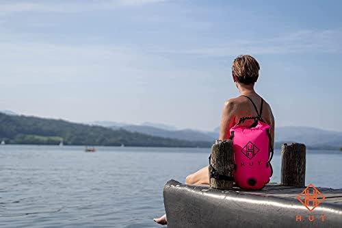 HUT Swim Buoy Dry Bag - Premium Tow Float and Watertight Dry Bag for Open Water Swimmers, Triathletes. High Visibility Safety Swim Buoy, Two air Chambers - be seen be Safe. (20L)