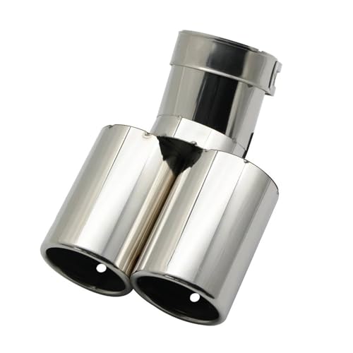 Embout échappement double sortie 54mm universel en acier inoxydable plat coudé