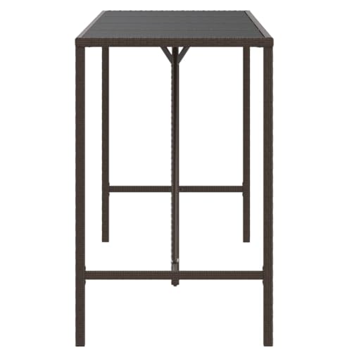 Table de bar extérieur en verre marron et rotin résistant aux UV