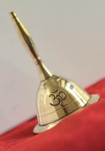 Indian Consigners Hand Bell Loud Brass Call Bells 3 Inches Altar Pendulam Use (Om Gold) - Thumbnail 4