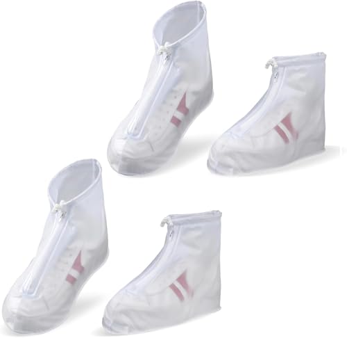 JYSNOW 2 Pares Cubre Zapatos Impermeable Lluvia, Protector Calzado Lluvia con Cremallera, Cubrezapatos Impermeable, Reutilizable y Antideslizante, para Nieve y Caminos Embarrados (XL)
