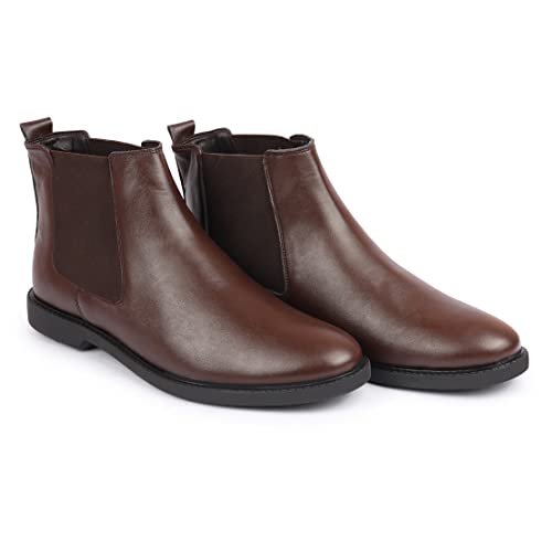 FAUSTO Mens High Ankle Chelsea Boots | Slip-On Formal & Casual Style Shoes | Winter Urban Riding Sleek Boots
