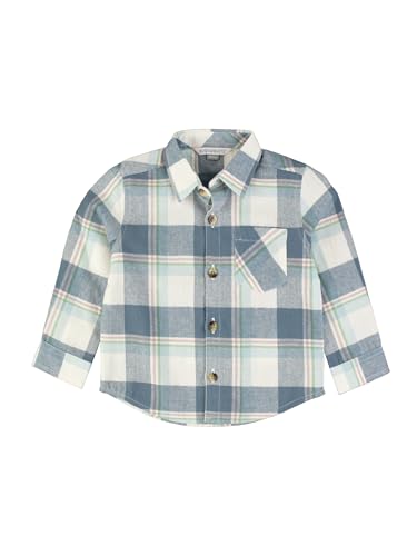 Image of RUGGEDBUTTS Boys Solid Cotton Long Sleeve Button Down Shirt with Button Tabs