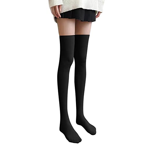Calcetines altos por encima de la rodilla para mujer, diseño de fantasía, Negro , Talla única