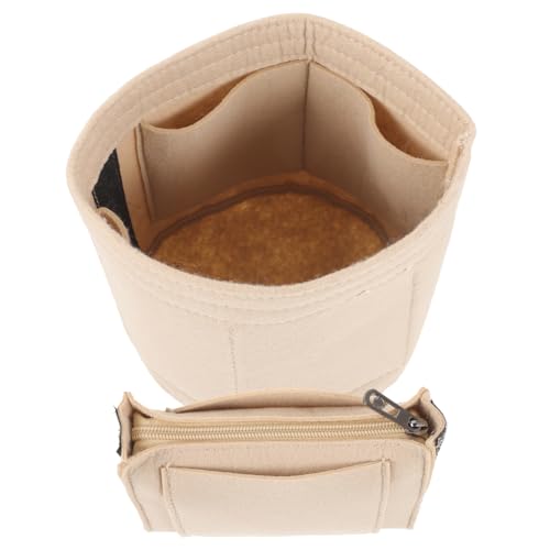 Hemobllo Organisateur De Sac à Main Feutre Beige Solide Compartiments Multiples Pour Femmes, Insert Rangement Intérieur Sac Fourre-tout, Compact 15x15 Cm Pour Voyage Et Usage Quotidien